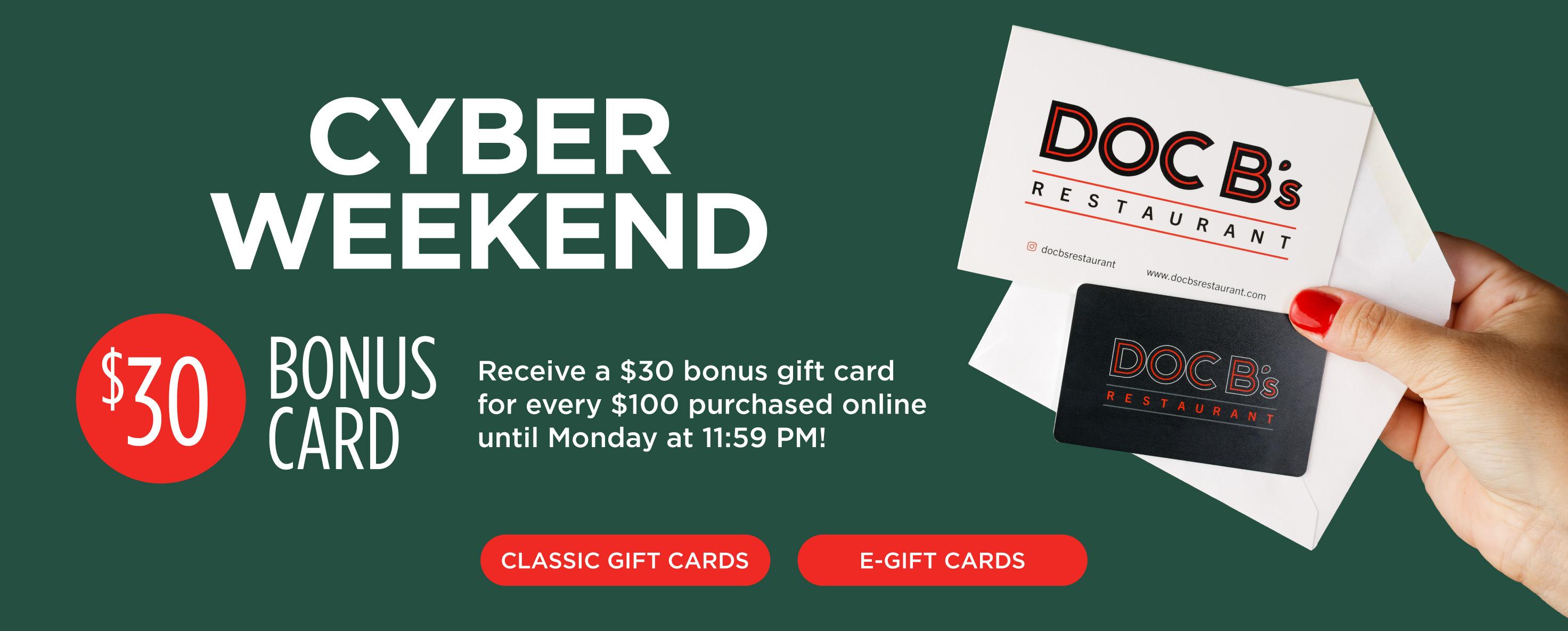 Bonus $30 for every $100 in gift card purchases