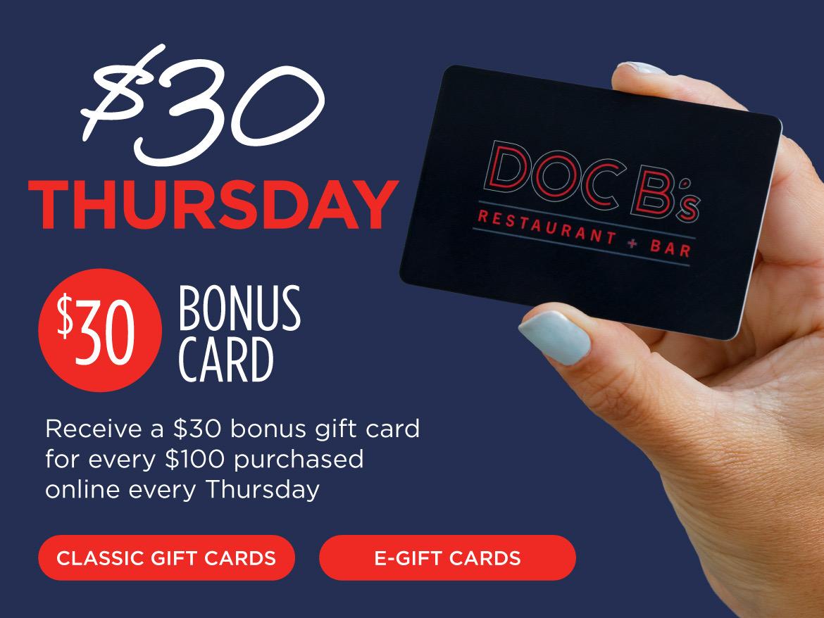 Bonus $30 for every $100 in gift card purchases